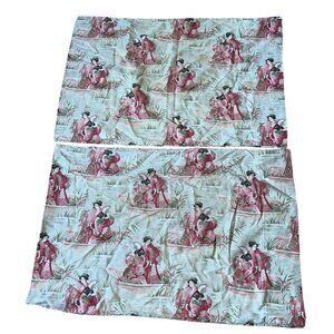 Pinecone Hill Pillowcase Set of 2 Green Geisha Asian Standard Size Boho Cotton